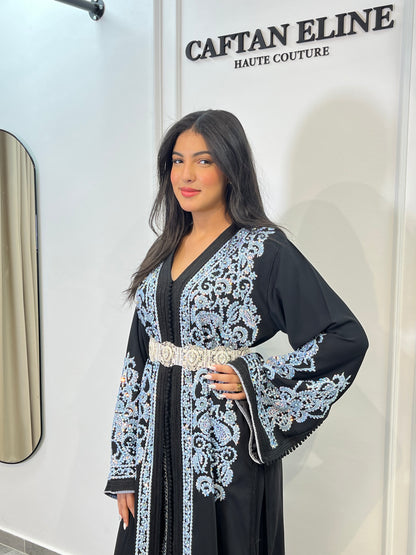 Takchita Black & Bleu Ciel — Caftan Eline