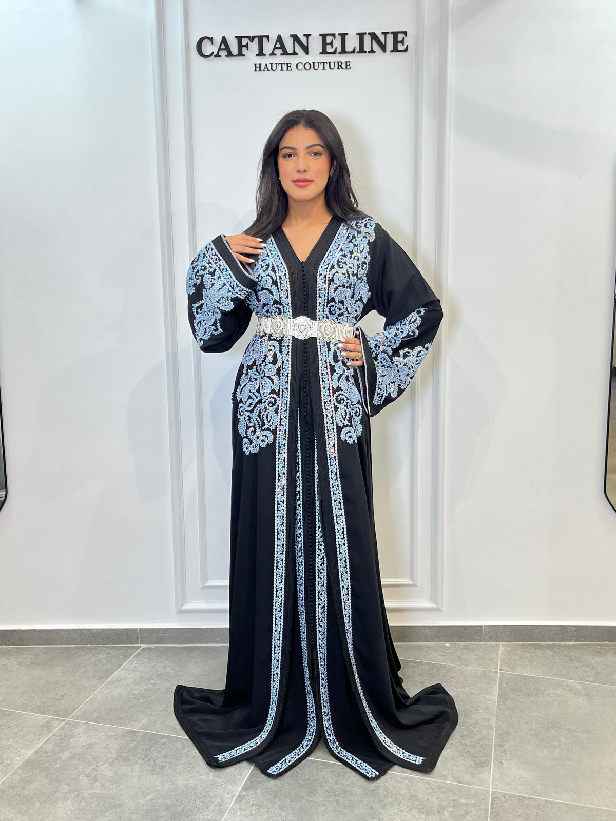 takchita black & bleu ciel — caftan eline