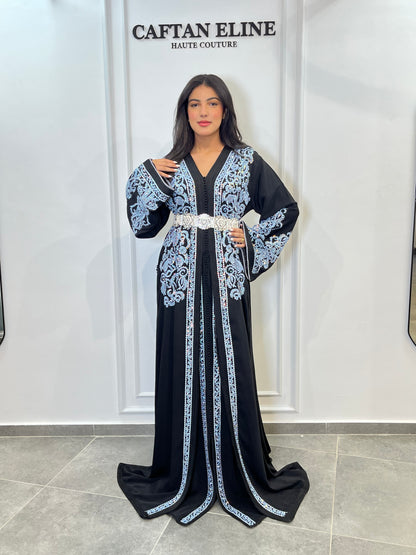Takchita Black & Bleu Ciel — Caftan Eline