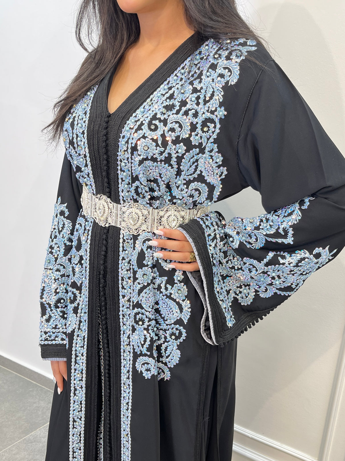 takchita black & bleu ciel — caftan eline