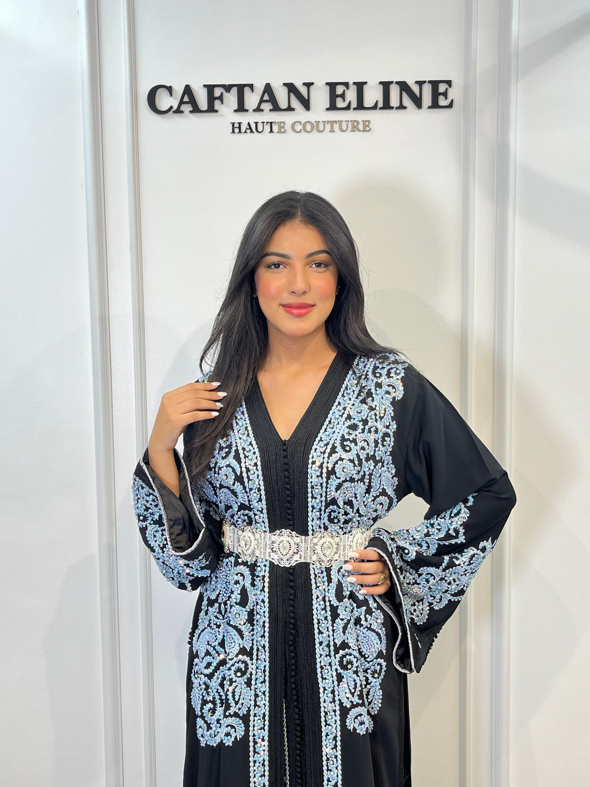 takchita black & bleu ciel — caftan eline