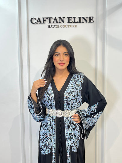 Takchita Black & Bleu Ciel — Caftan Eline